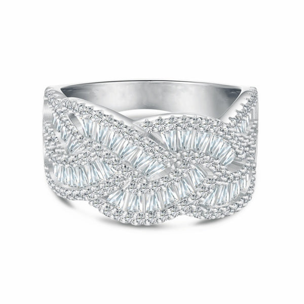 Baguette Diamond Braided Ring