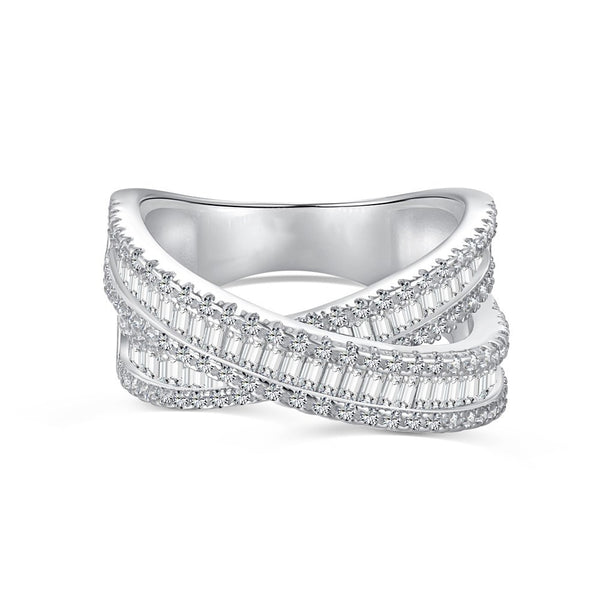 Baguette Diamond Crossover Ring