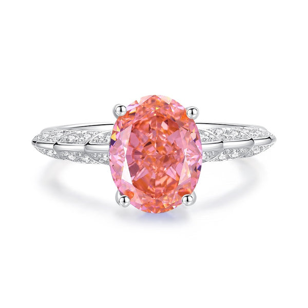 2.0 Ct Oval Cut Padparadscha Sapphire And Diamond Band Ring