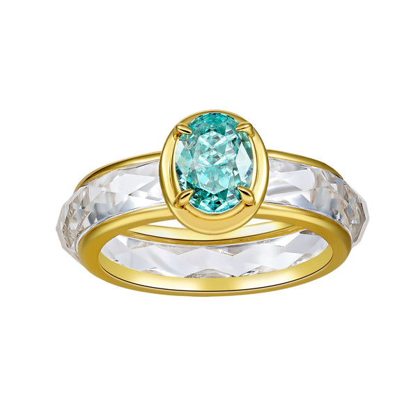 Paraiba Tourmaline And Crystal Ring