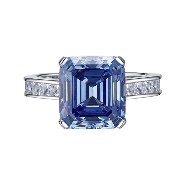 Classic Asscher Cut Blue Diamond Ring