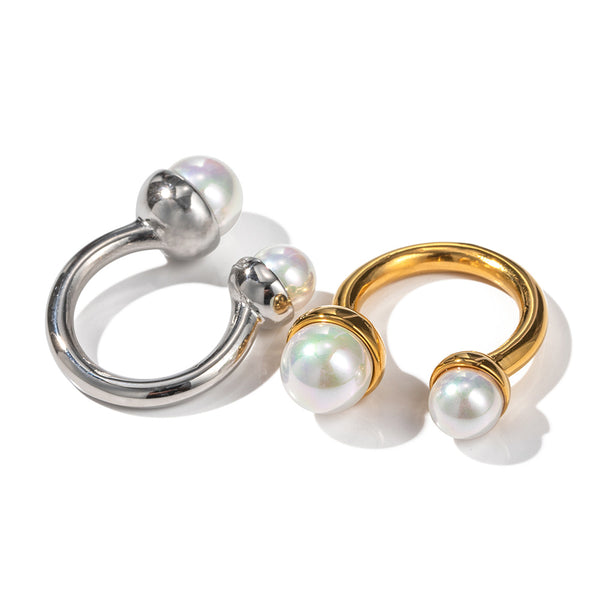 Pearl Duo Open Ring