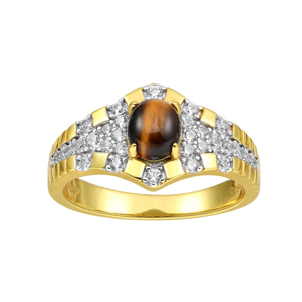 Natural Tiger's Eye & Diamond Ring